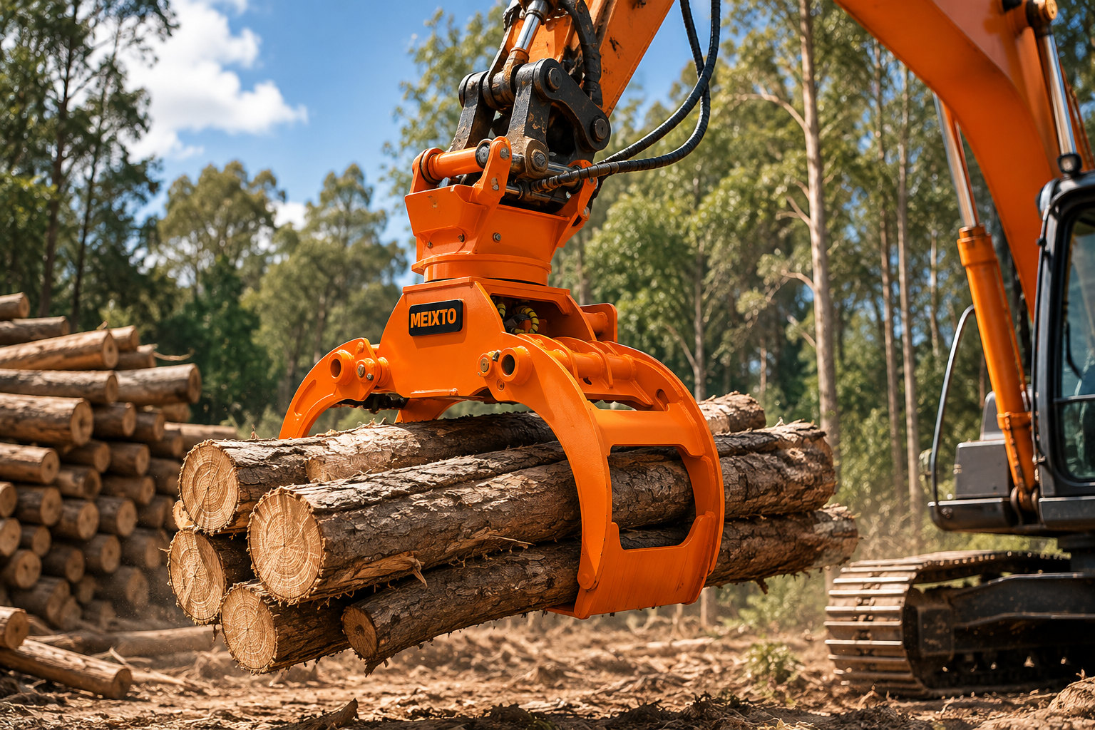MEIXTO MX04A Hydraulic Rotating Log Grapple for 6-8 Ton Excavator